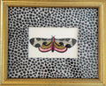 Embroidered Butterfly Moth Wall Art on Ballard Designs Tully Ebony Fabric - Unique Insect Lover Gift & Cottage Decor