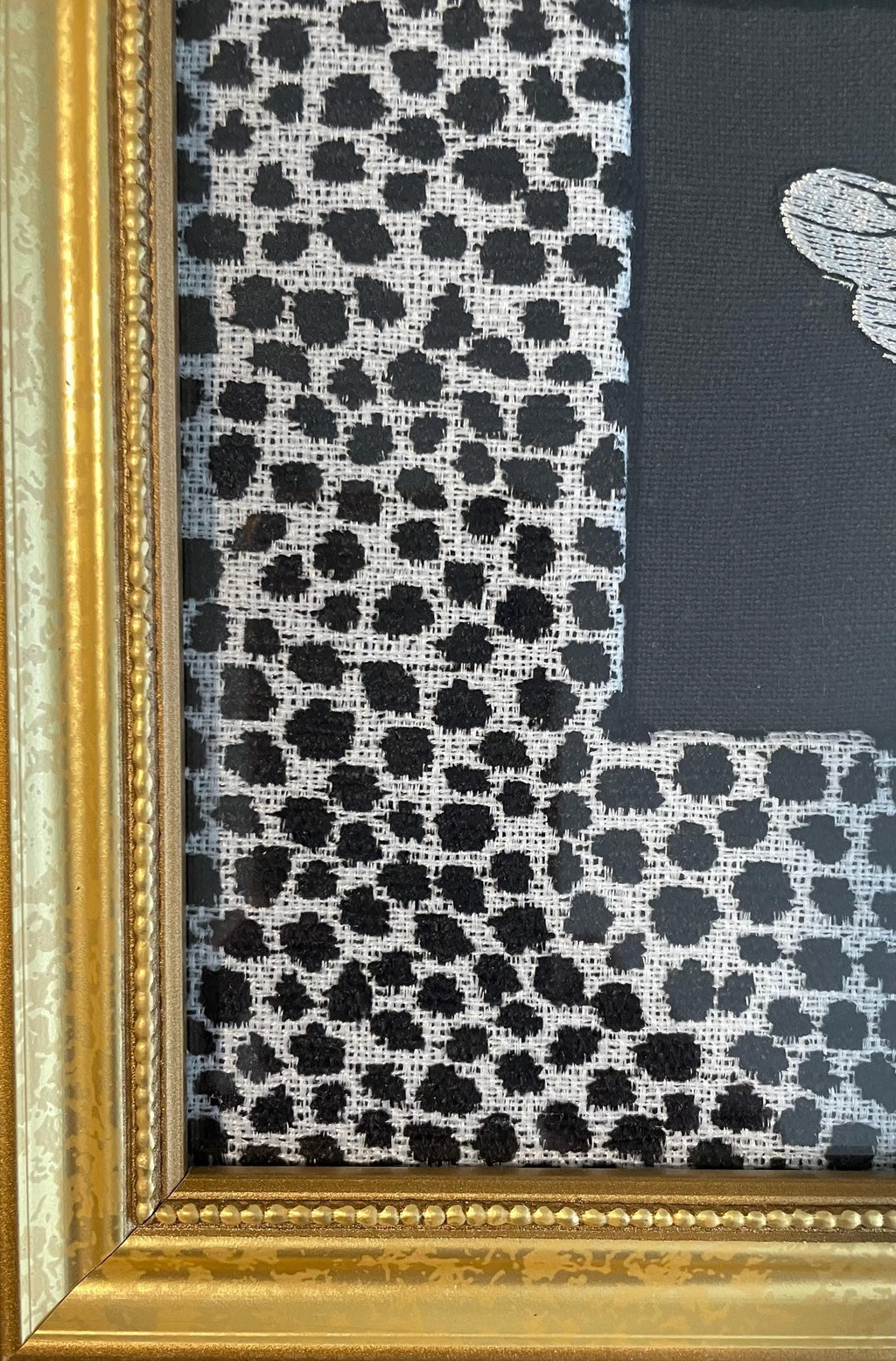 Embroidered Bee Wall Decor – Ballard Designs Fabric Mat, Gold Frame