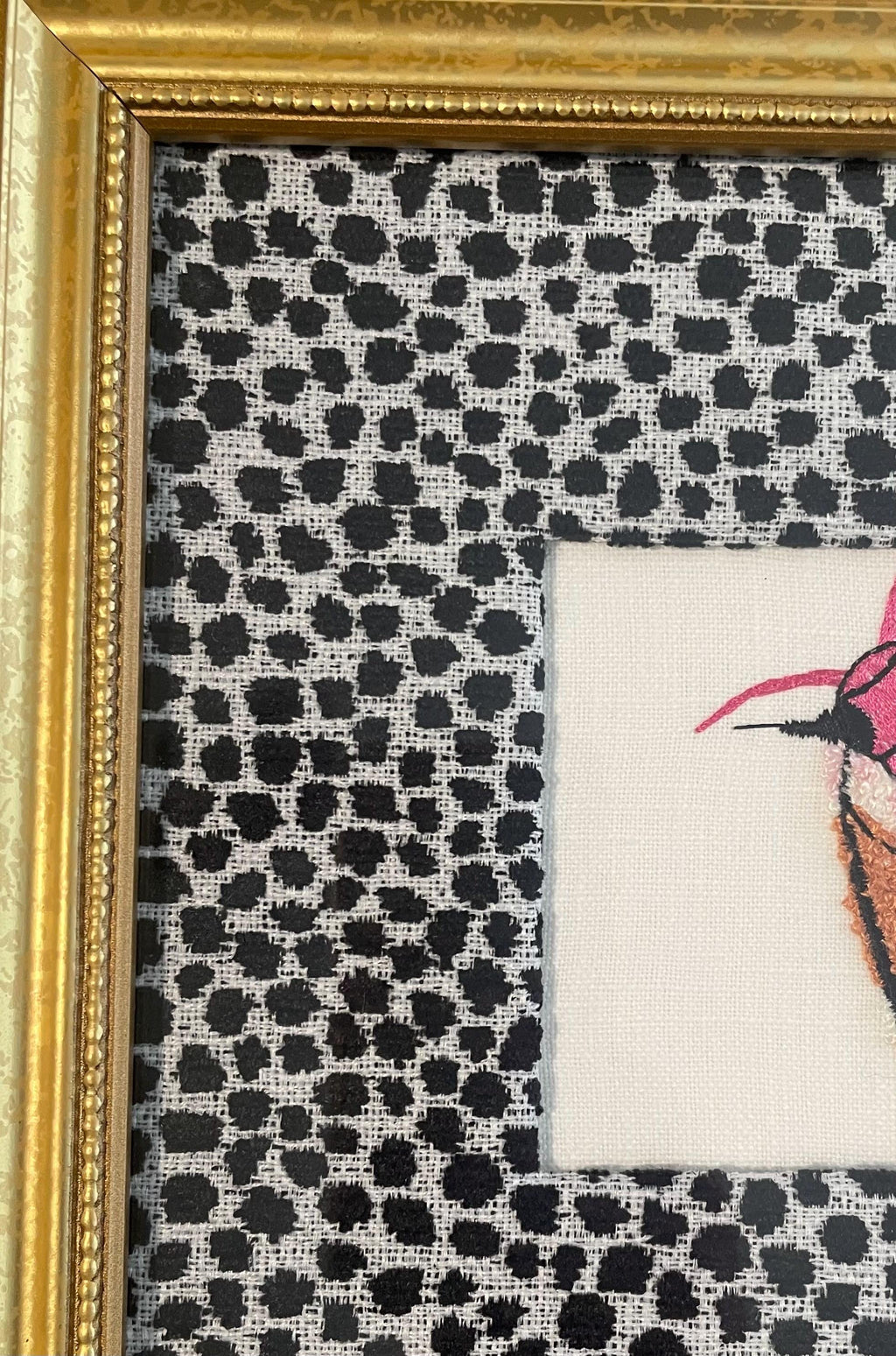 Ballard Designs Ebony Tully fabric matting with adorable embroidered Moth in the center!