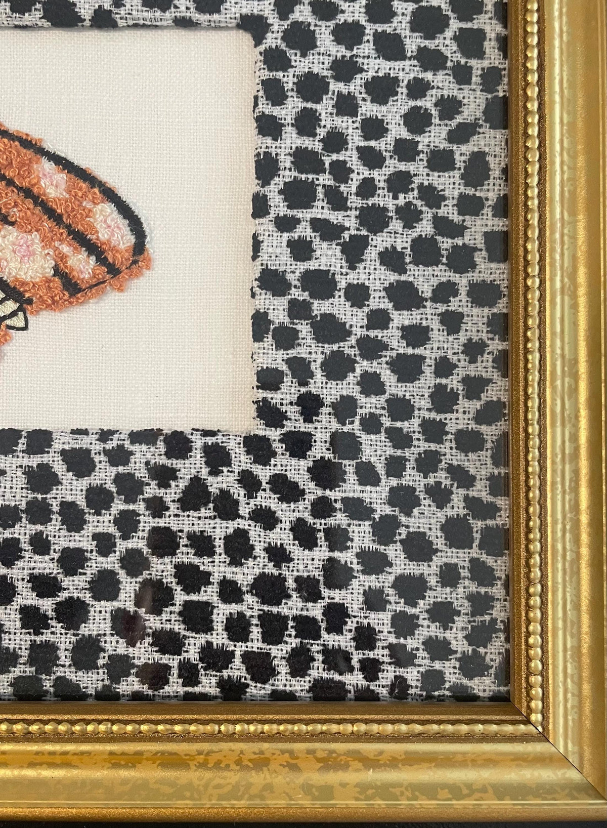Ballard Designs Ebony Tully fabric matting with adorable embroidered Moth in the center!