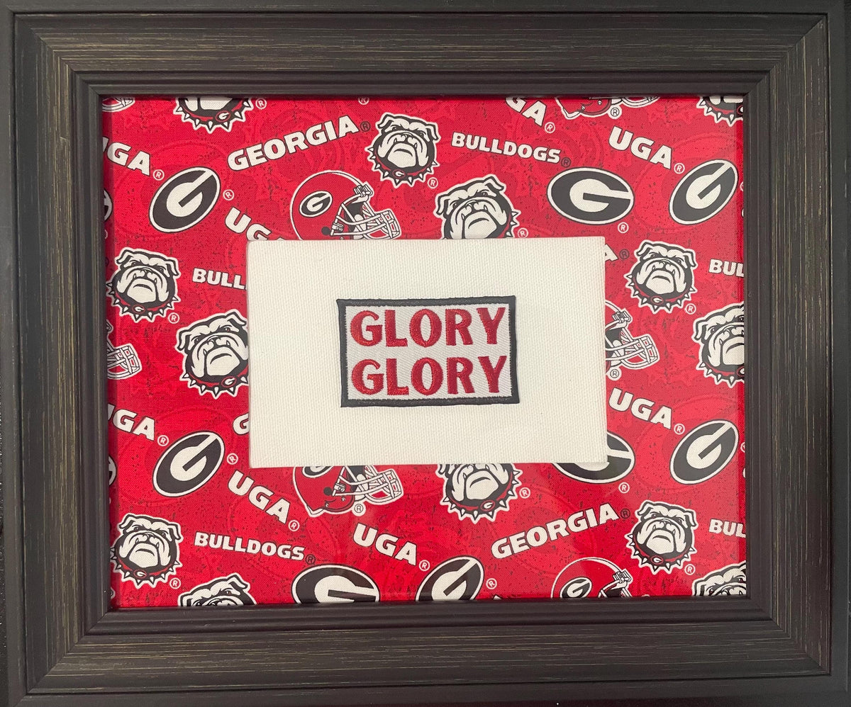 Custom UGA Bulldogs Faith Glory Glory Fabric Wall Art - Distressed Frame (10 1/4 x 12 1/4)