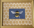 Mia Dijon Ballard Designs honeycomb fabric mat with adorable embroidered/boucle blue bee