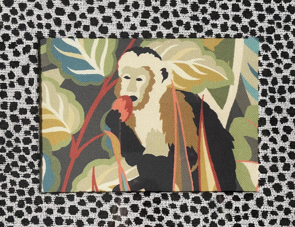 Pair of Safari Fabric Art – Tiger, Monkey, Ballard Designs Ebony Tully fabric mat