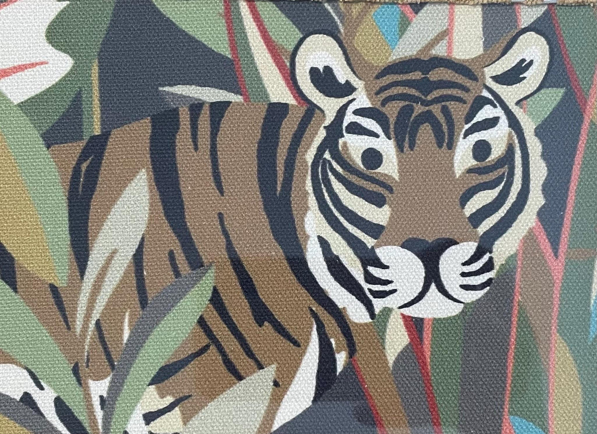 Pair of Safari Fabric Art Prints – Tiger, Monkey, Jungle Decor