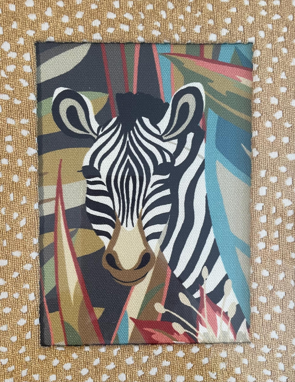 Pair of Kinablu Fabric Safari Art – Giraffe, Zebra, Tropical Leaves