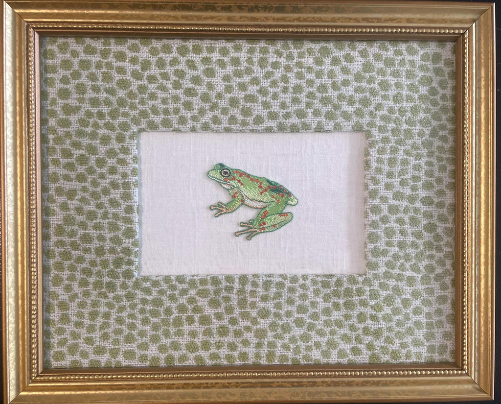 Embroidered Frog Art – White Linen, Ballard Designs Tully Pear Mat
