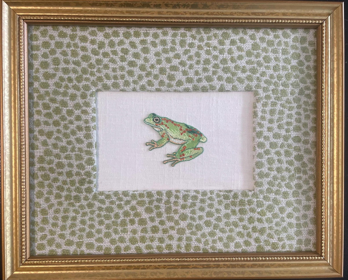 Embroidered Frog Art – White Linen, Ballard Designs Tully Pear Mat