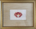 Embroidered adorable Crab Art: Custom Framed Ballard Designs Biff Mustard Fabric