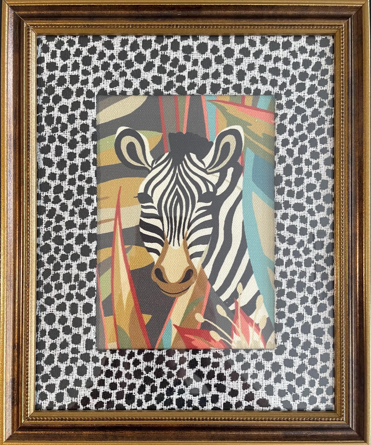 Pair of Safari Wall Art Framed Giraffe Zebra Kinabalu Fabric Print Nature Decor