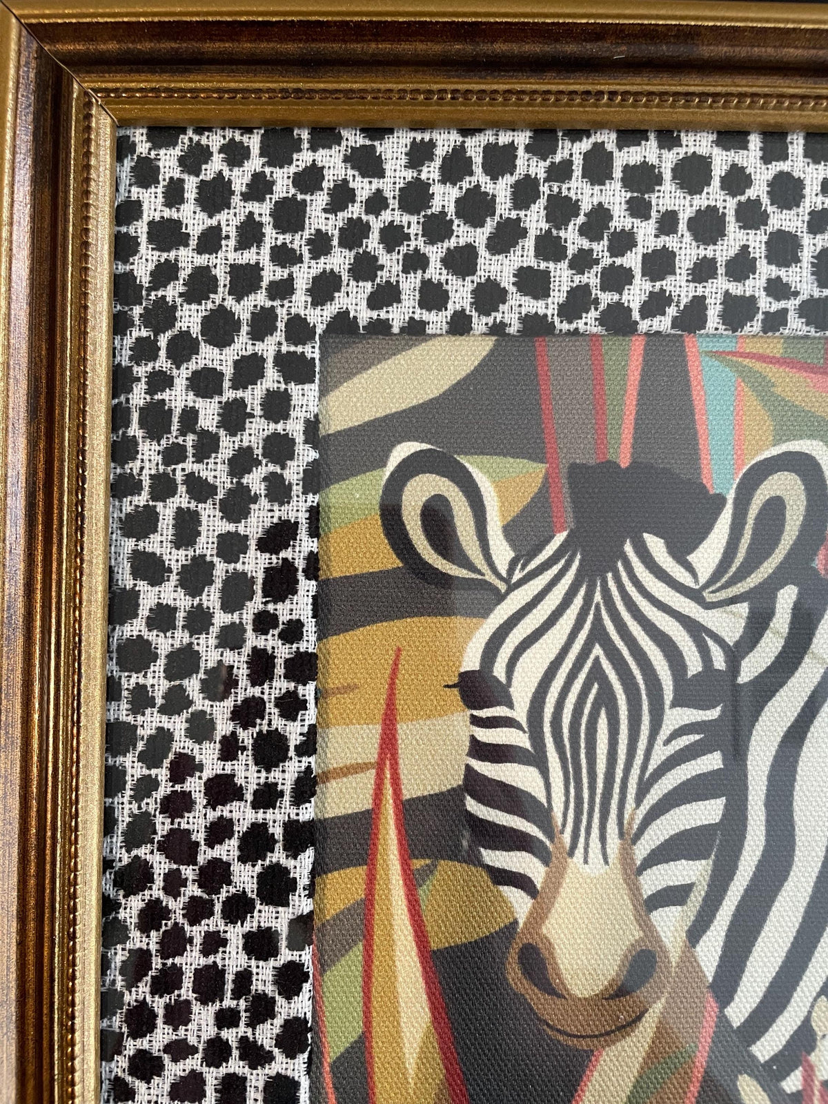 Pair of Safari Wall Art Framed Giraffe Zebra Kinabalu Fabric Print Nature Decor
