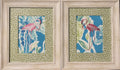 Embroidered Flamingo Art Pair | Ballard Designs Tully Fabric, Whitewashed Frame