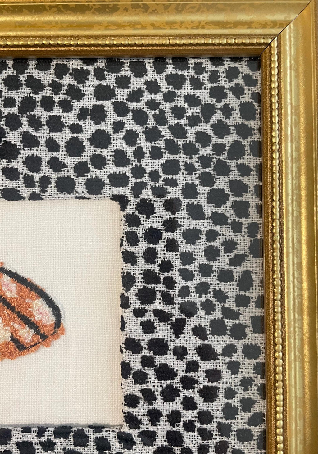 Ballard Designs Ebony Tully fabric matting with adorable embroidered Moth in the center!