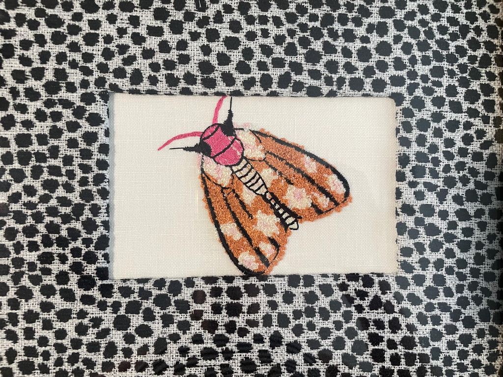 Ballard Designs Ebony Tully fabric matting with adorable embroidered Moth in the center!
