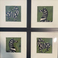 Velvet Zebra Gallery Wall Set of 4 | White Boucle Mat | 11 x 11 Frames Unique Wall Decor