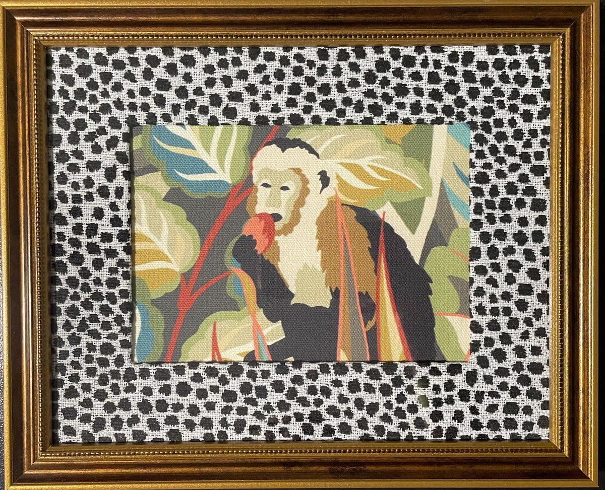 Pair of Safari Fabric Art – Tiger, Monkey, Ballard Designs Ebony Tully fabric mat