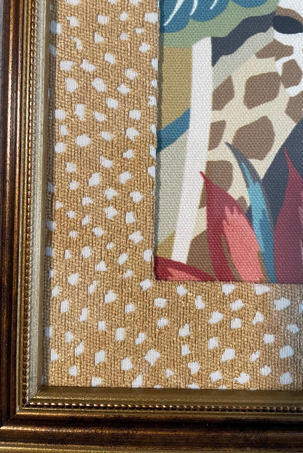 Pair of Kinablu Fabric Safari Art – Giraffe, Zebra, Tropical Leaves