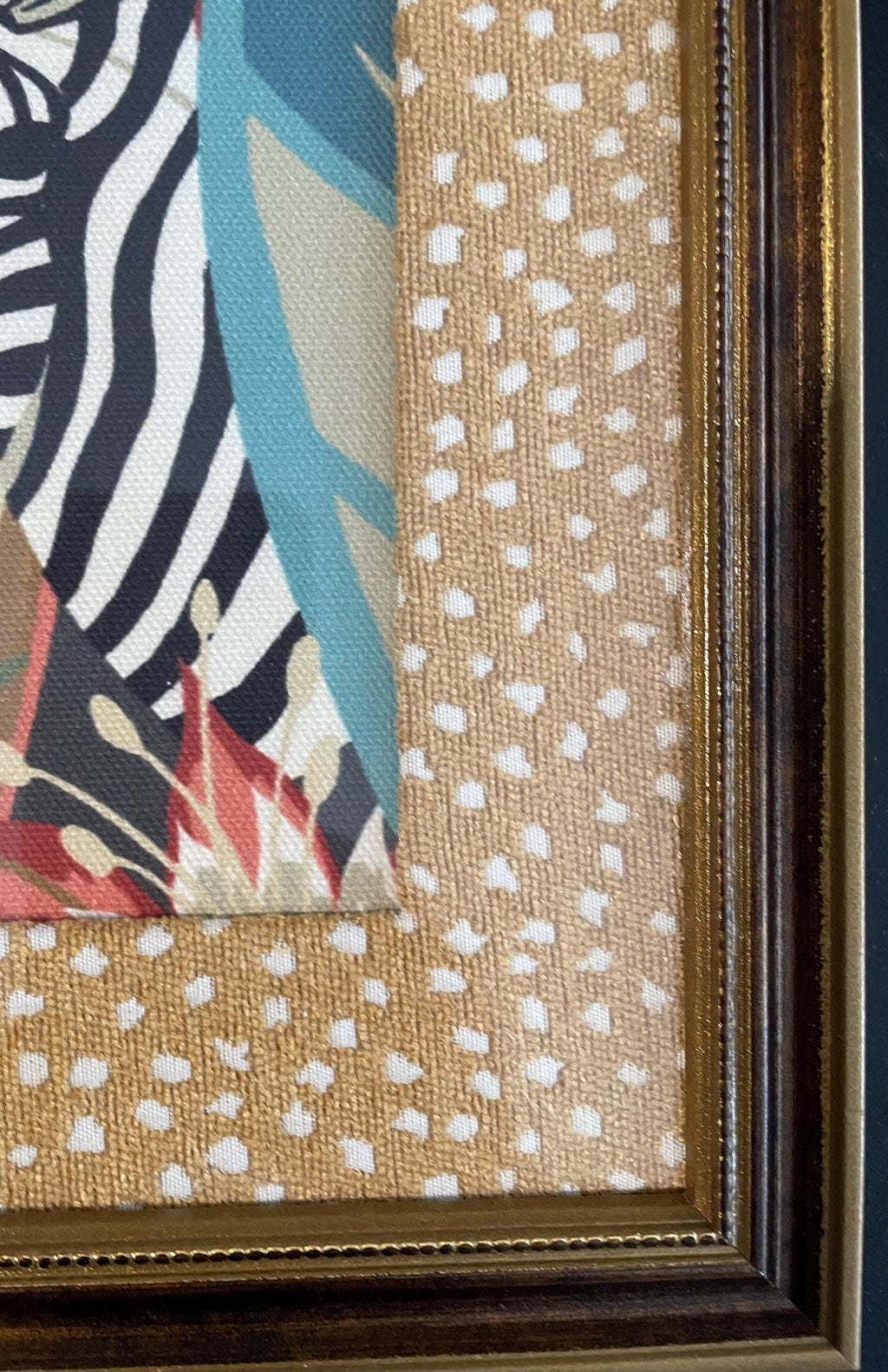 Pair of Kinablu Fabric Safari Art – Giraffe, Zebra, Tropical Leaves