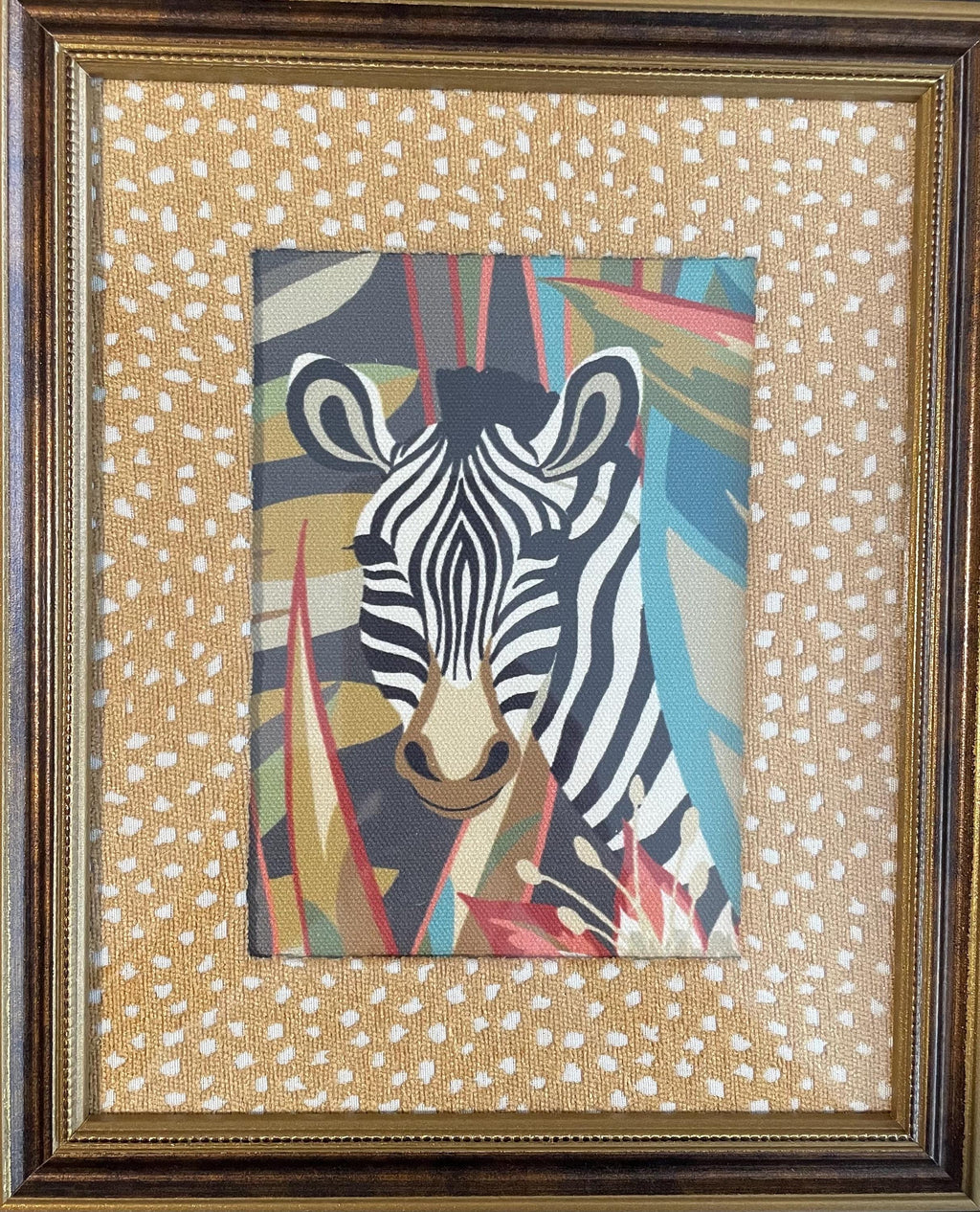 Pair of Kinablu Fabric Safari Art – Giraffe, Zebra, Tropical Leaves