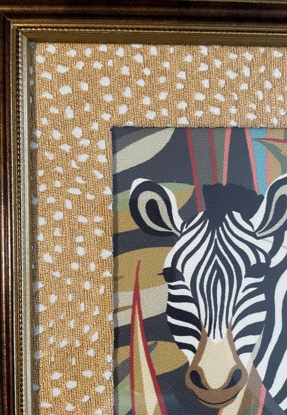 Pair of Kinablu Fabric Safari Art – Giraffe, Zebra, Tropical Leaves