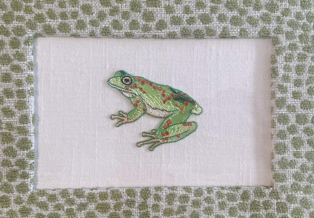 Embroidered Frog Art – White Linen, Ballard Designs Tully Pear Mat