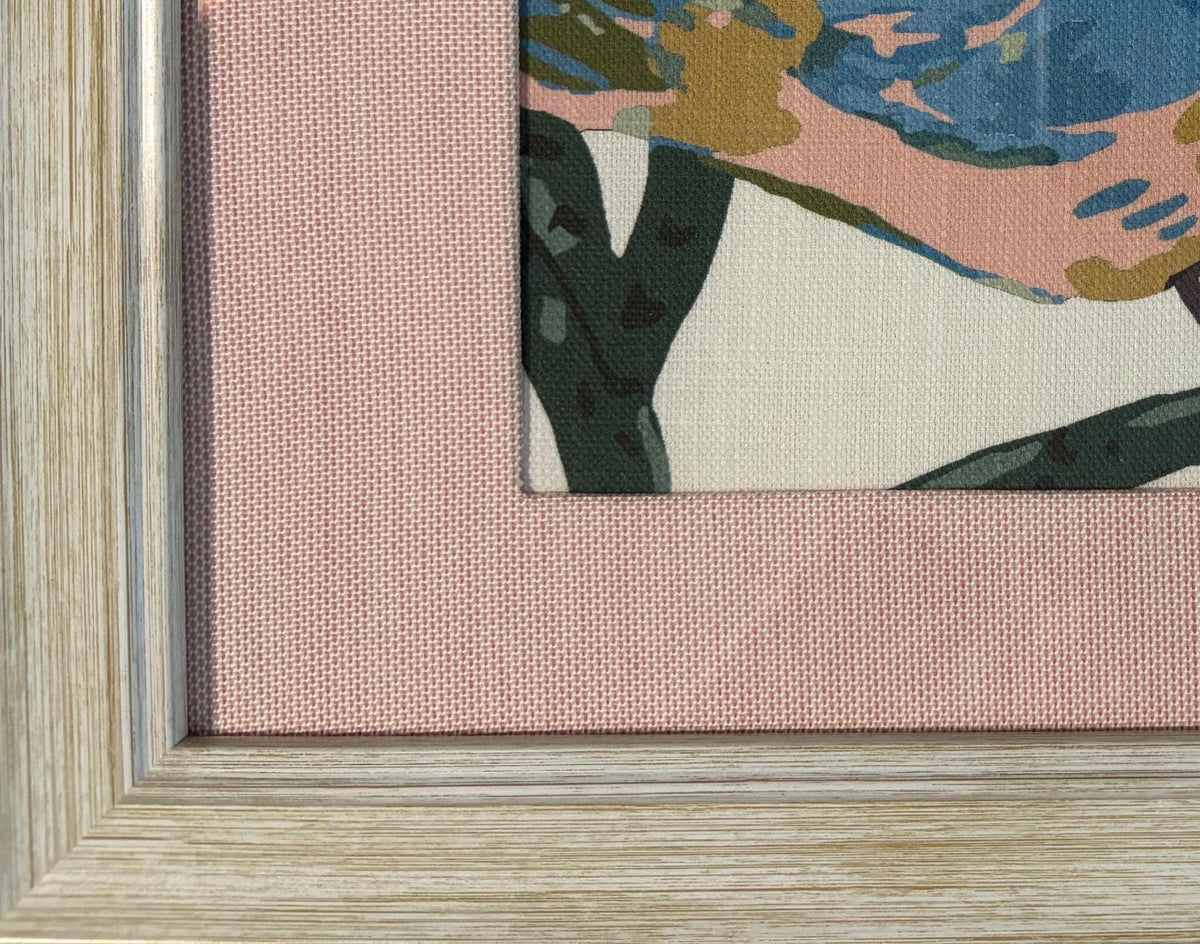 Distressed White Frame Wall Art, Ballard Designs Lyle Style Green Pink Pedal Custom Mat