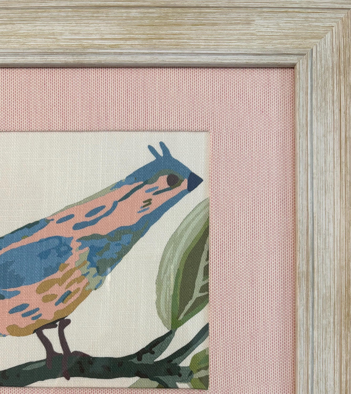 Distressed White Frame Wall Art, Ballard Designs Lyle Style Green Pink Pedal Custom Mat