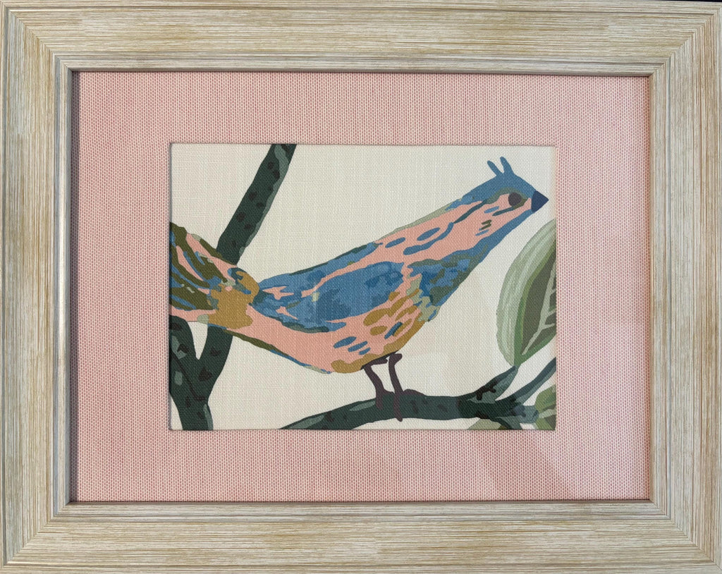 Distressed White Frame Wall Art, Ballard Designs Lyle Style Green Pink Pedal Custom Mat