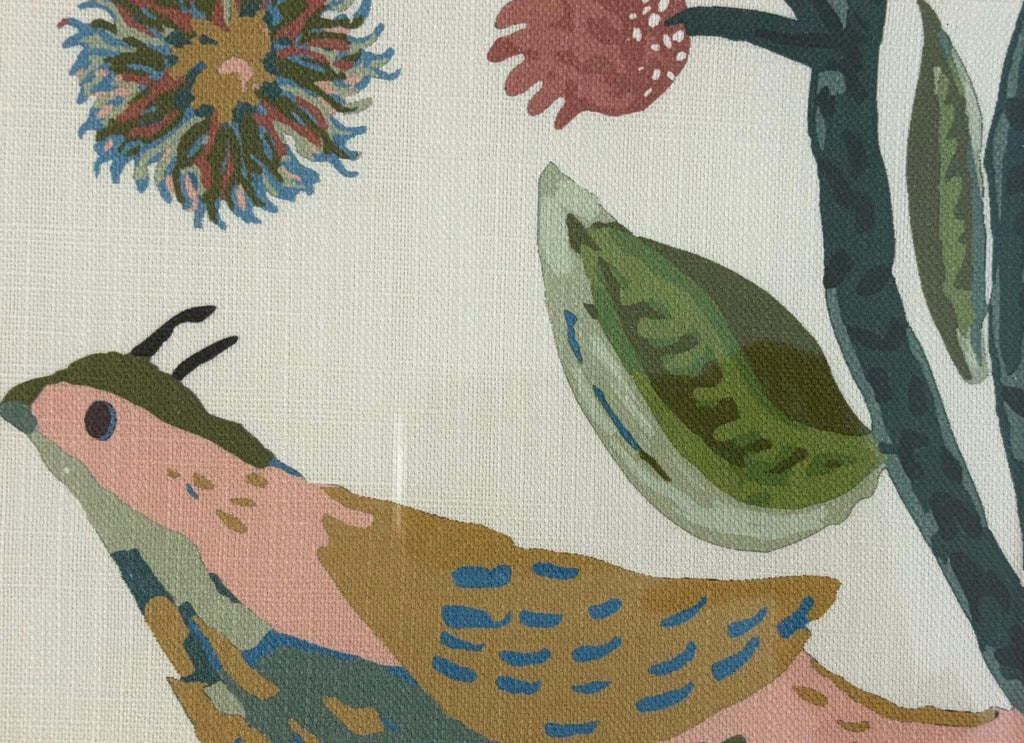 Ballard Designs Lyle Green Fabric Wall Art with Custom Pink Pedal Mat Decor