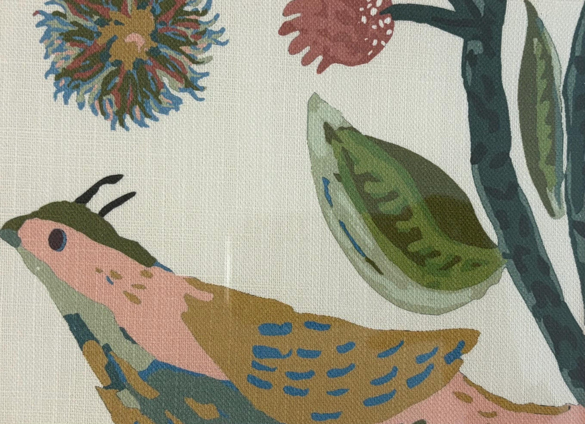Ballard Designs Lyle Green Fabric Wall Art with Custom Pink Pedal Mat Decor