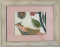 Ballard Designs Lyle Green Fabric Wall Art with Custom Pink Pedal Mat Decor