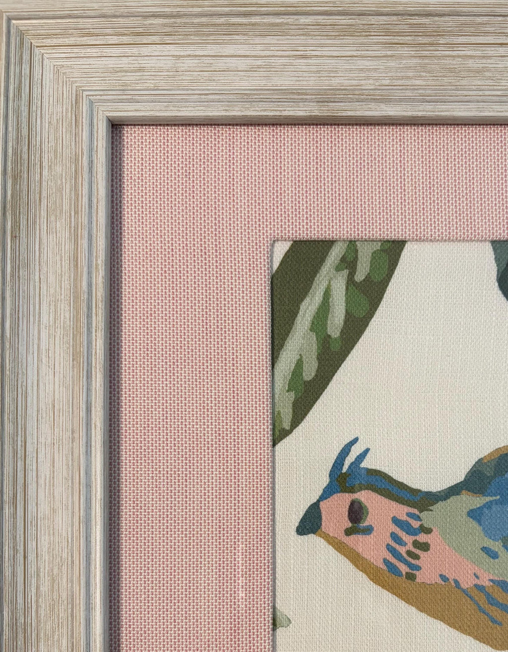 Ballard Designs Lyle Green with canvas pedal pink custom mat wall art framed