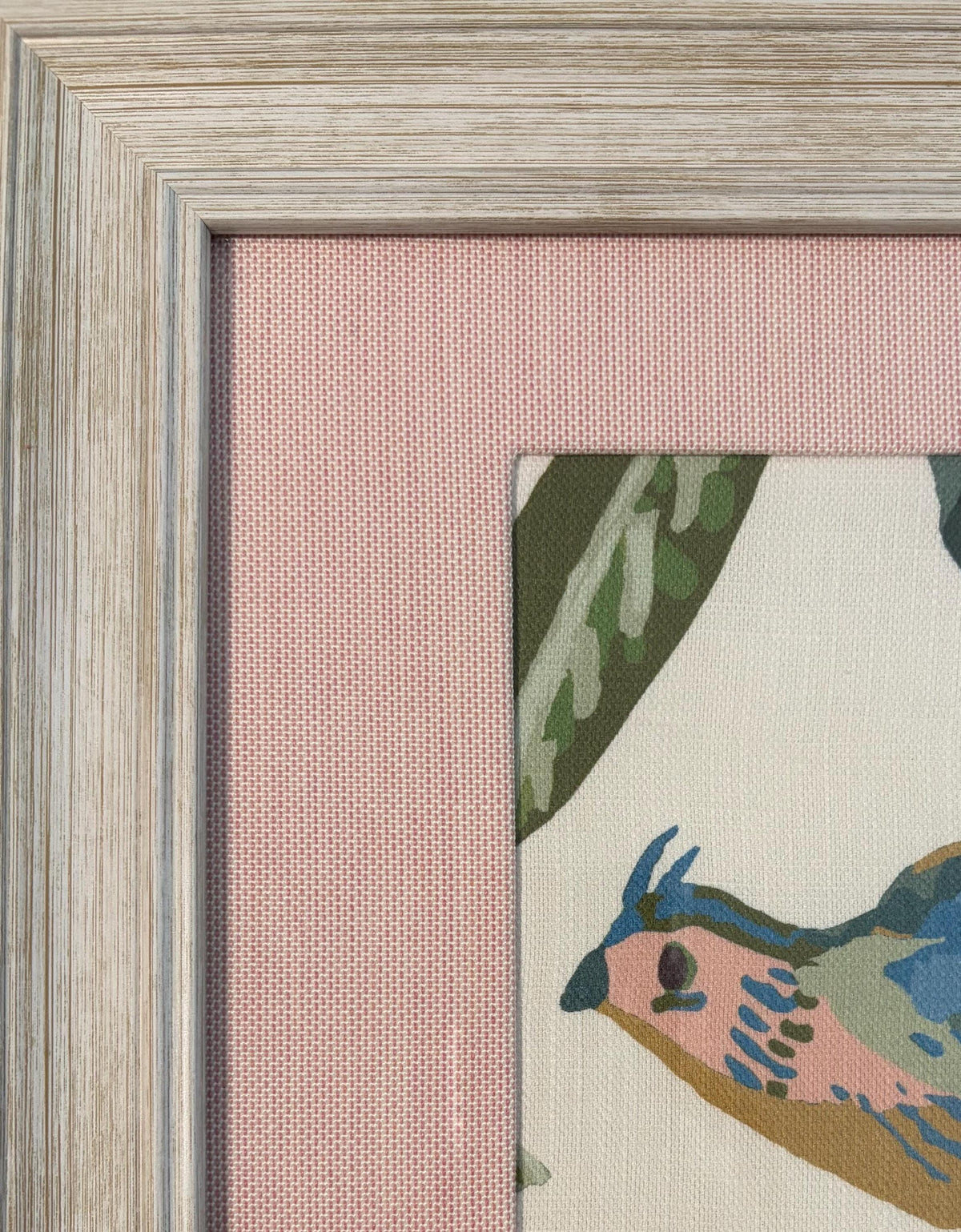 Ballard Designs Lyle Green with canvas pedal pink custom mat wall art framed