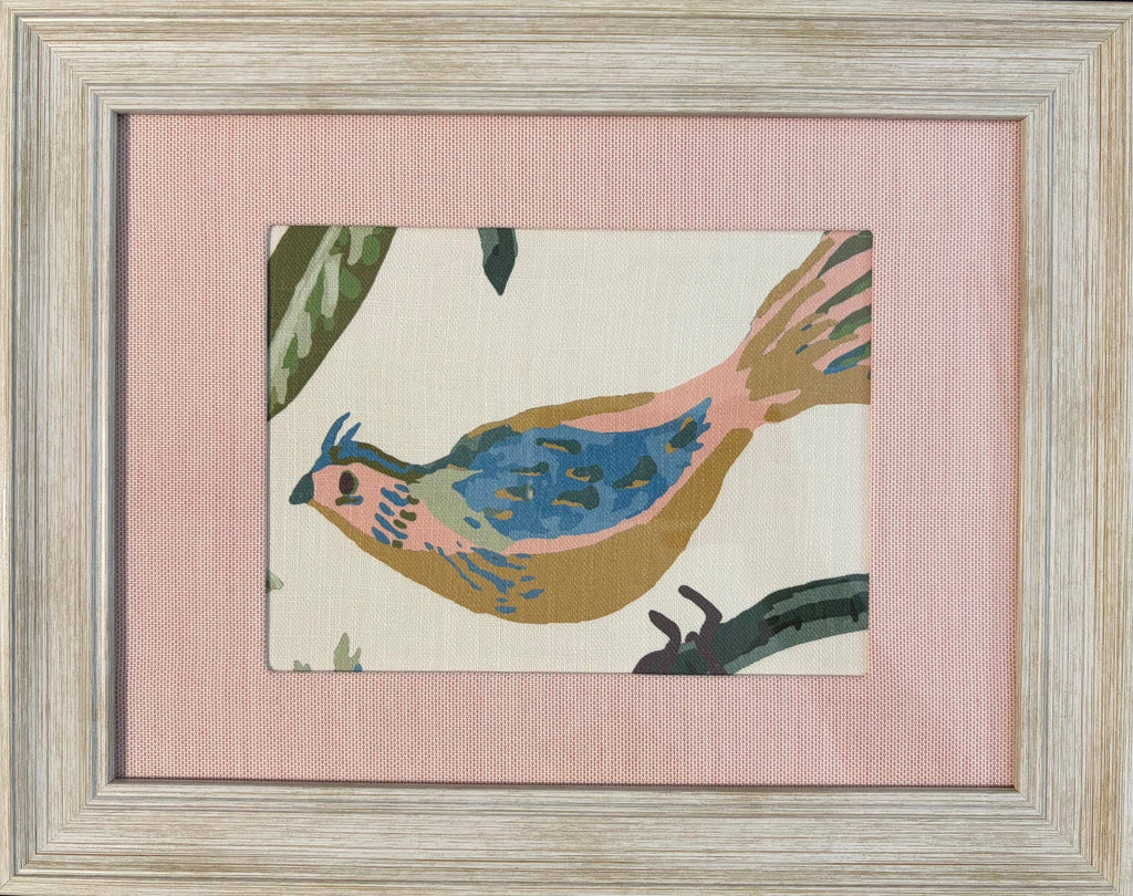Ballard Designs Lyle Green with canvas pedal pink custom mat wall art framed