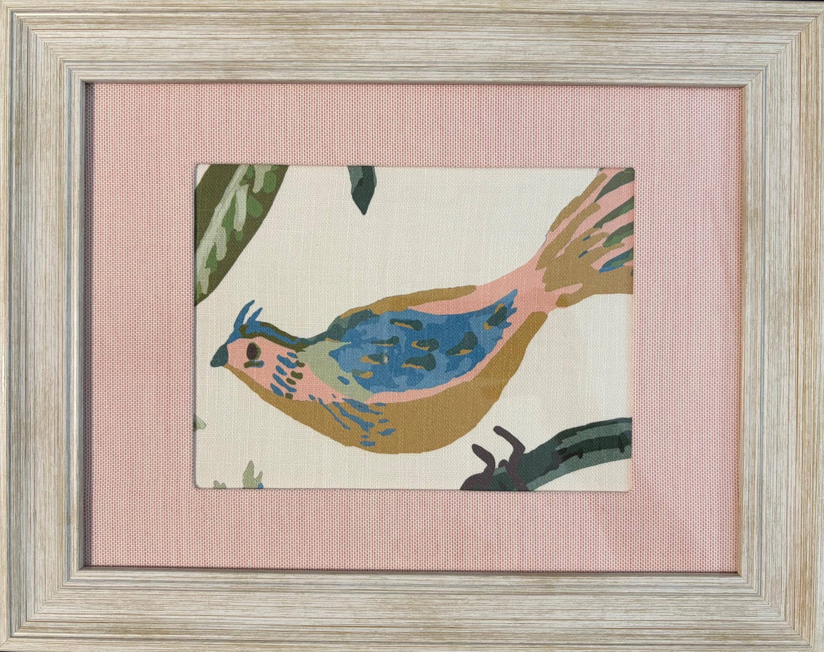 Ballard Designs Lyle Green with canvas pedal pink custom mat wall art framed
