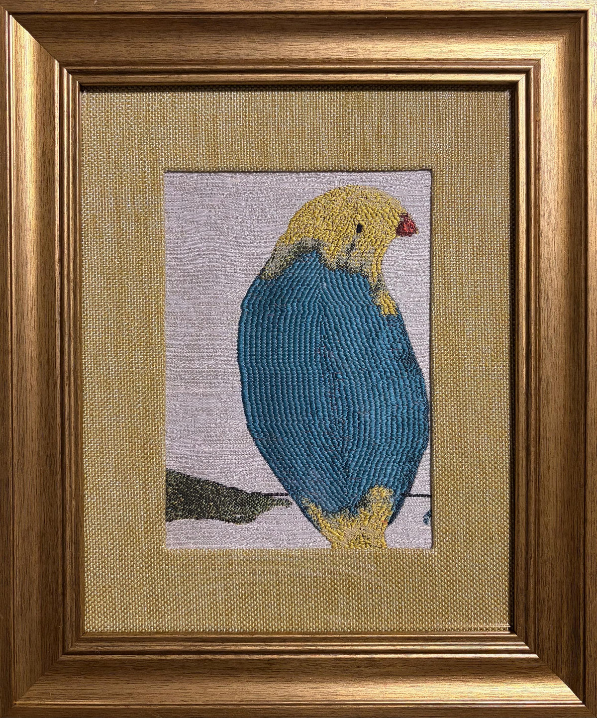 Bird Framed Wall Art — Gold Fabric Mat 10 x 12