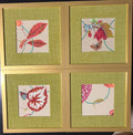 Set of 4 Fabric Mats - P. Kaufmann Creeping Vine on Olive Linen, Gallery Wall Frame Inserts, Botanical Nature Decor