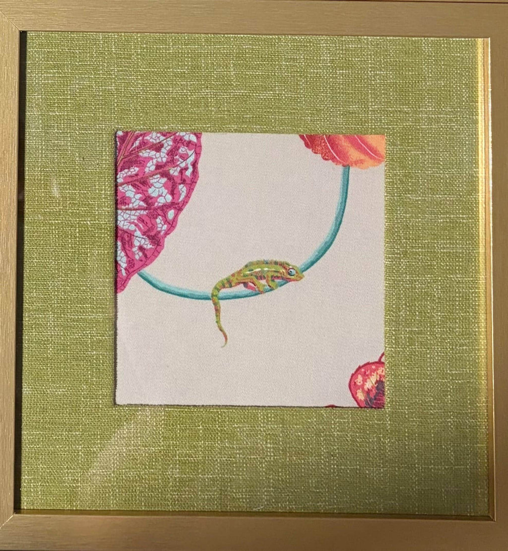 Set of 4 Fabric Mats - P. Kaufmann Creeping Vine on Olive Linen, Gallery Wall Frame Inserts, Botanical Nature Decor