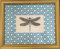Embroidered Dragonfly Art – Schumacher Queen B Mat, Gold Frame (9.125" x 11.125")