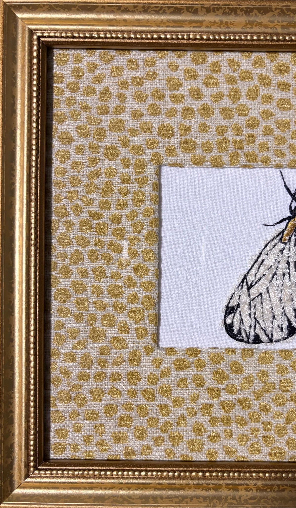 Embroidered Moth Wall Art | Tully Goldenrod Ballard Designs Fabric Mat