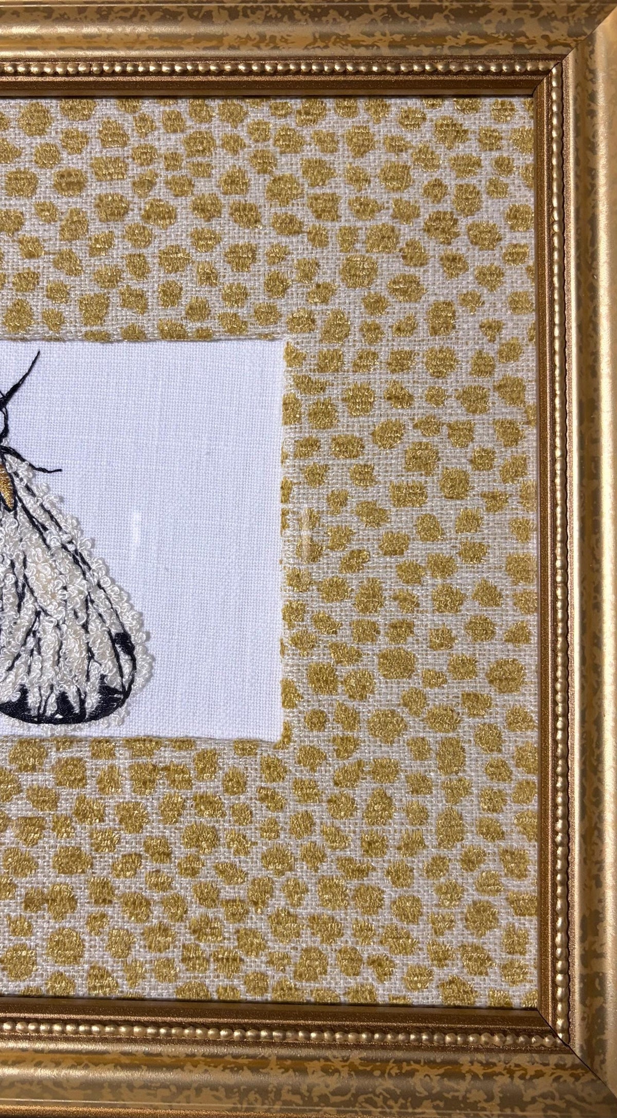Embroidered Moth Wall Art | Tully Goldenrod Ballard Designs Fabric Mat