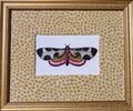 Embroidered Butterfly Moth Wall Art | Tully Goldenrod Ballard Designs Fabric Mat, Gold Frame