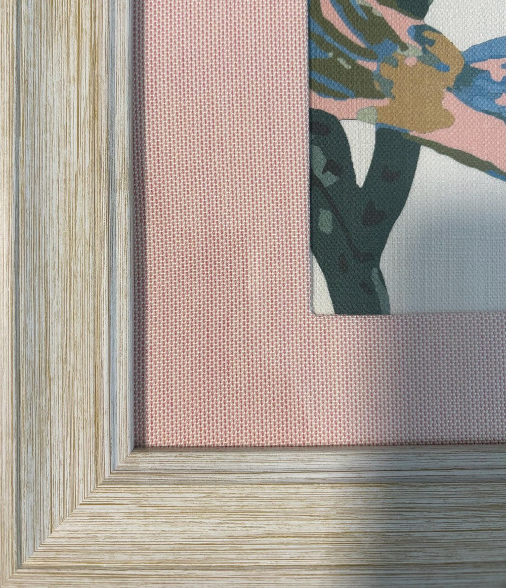 Distressed White Frame Wall Art, Ballard Designs Lyle Style Green Pink Pedal Custom Mat