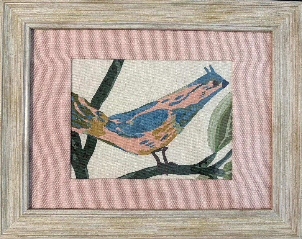 Distressed White Frame Wall Art, Ballard Designs Lyle Style Green Pink Pedal Custom Mat