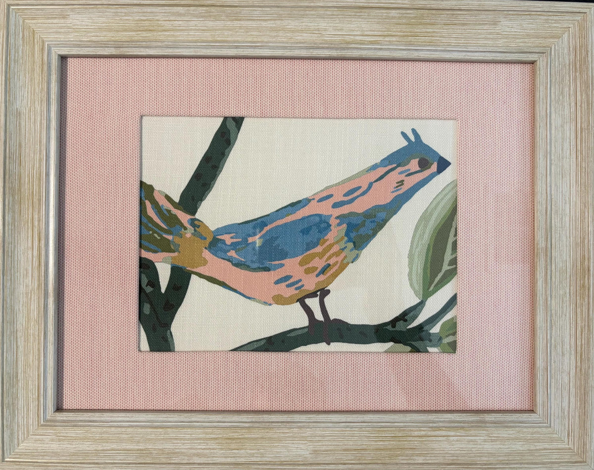 Distressed White Frame Wall Art, Ballard Designs Lyle Style Green Pink Pedal Custom Mat
