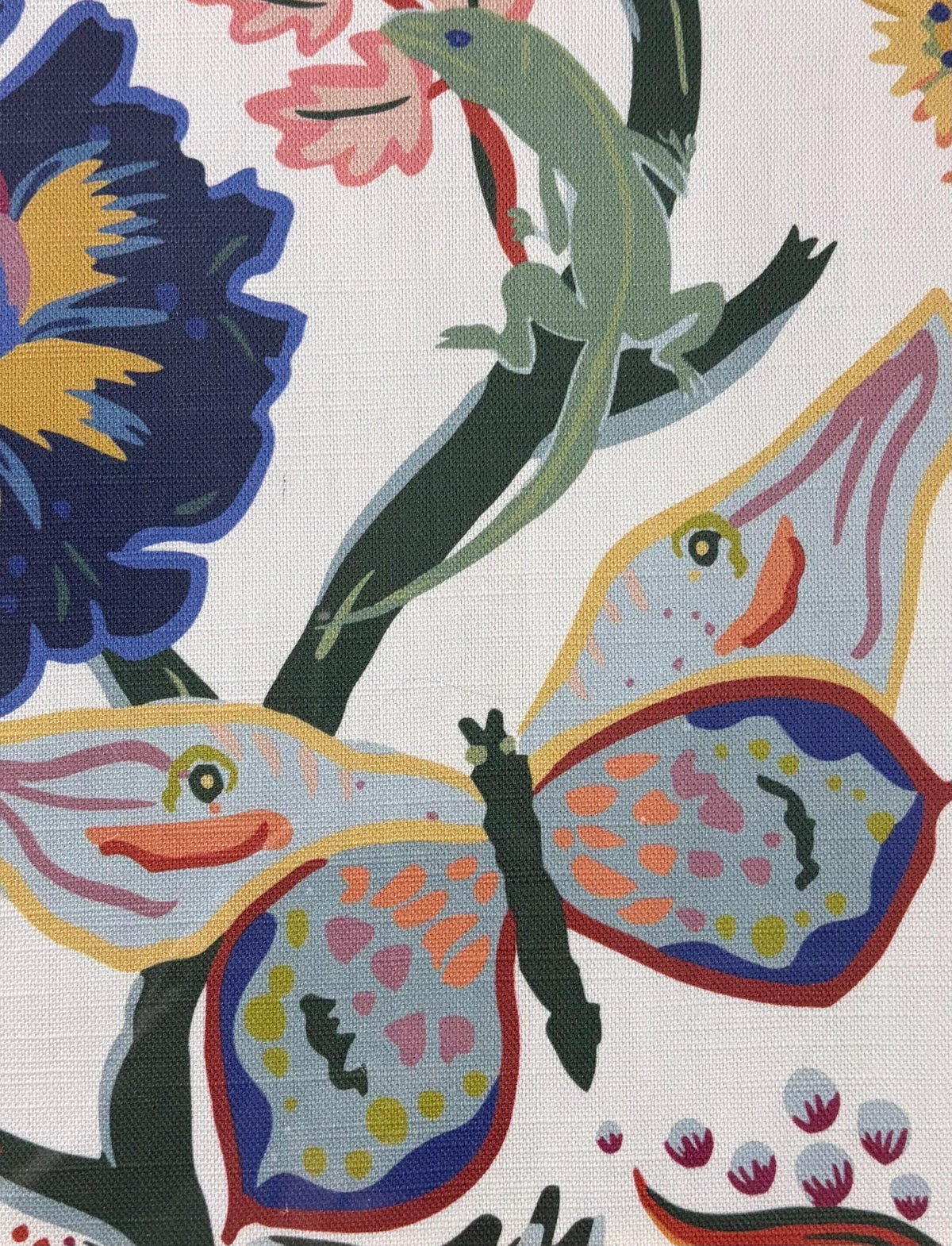 Ballard Designs Millie Blue Fabric Biff Gold Bamboo Frame 12x15 Custom Floral Wall Art