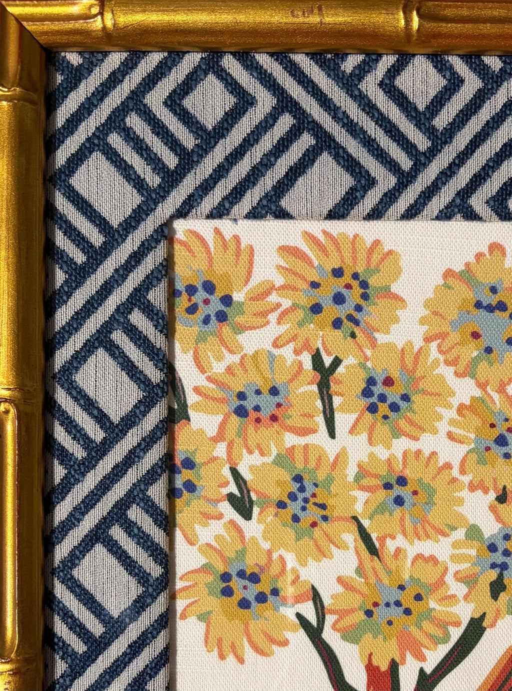 Ballard Designs Fabric Inspired Home Decor - Fabric Framed Wall Art in Gold Frame 12x15