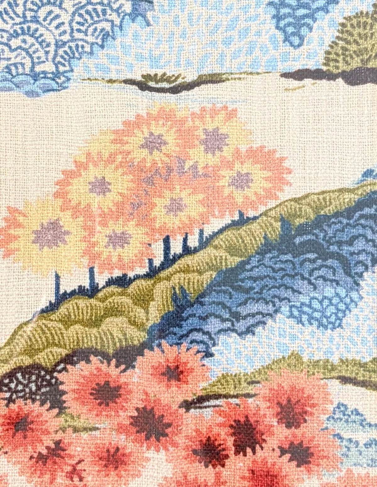 Japanese Garden Fabric Wall Art Pair – Chrysanthemum & Flowering Tree (12×15 Bamboo Frame)