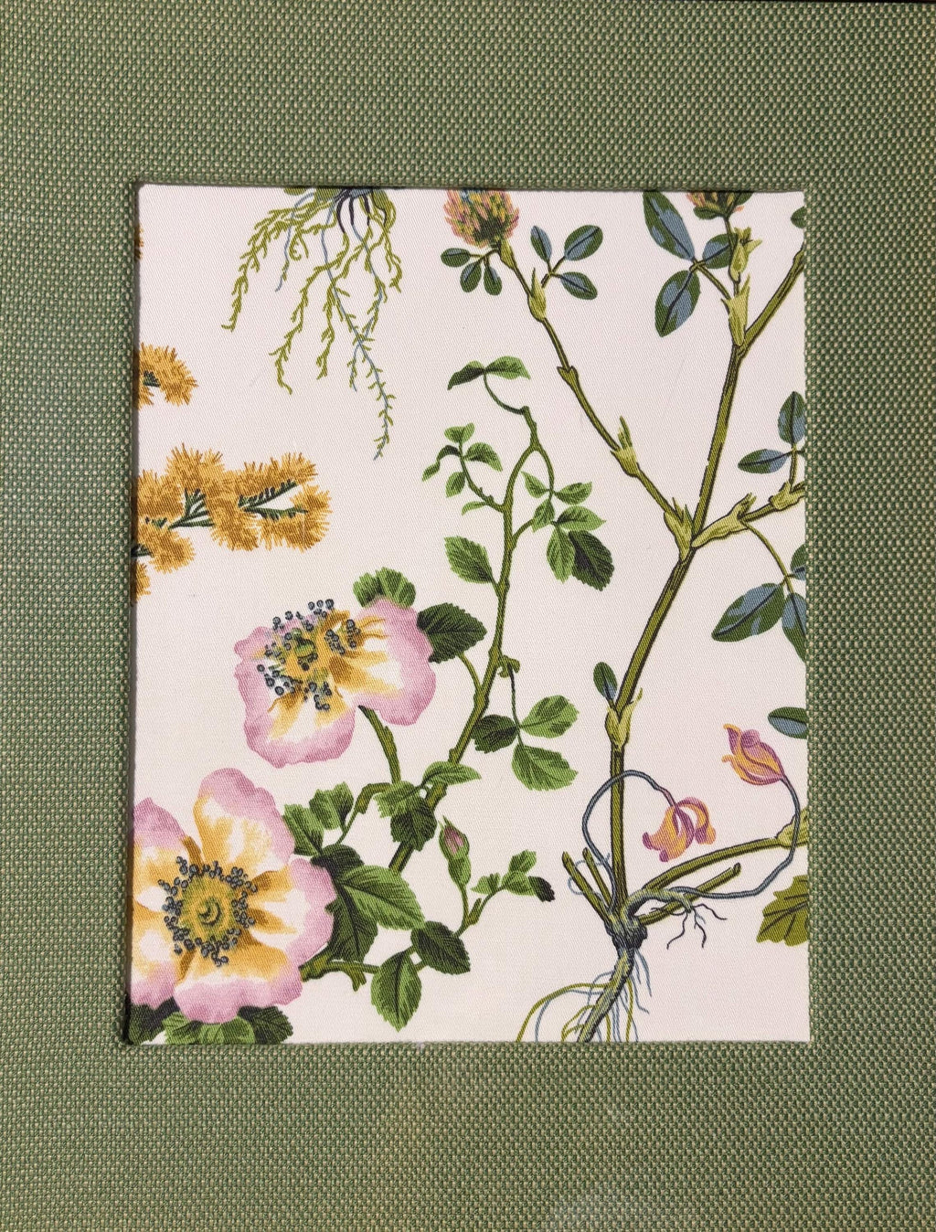 Ballard Designs Isabella Green Fabric Art, Gold Frame Wall Decor 12x15