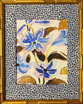 Blue & Lavender Floral Botanical — Designer Fabric Wall Art, 12x15 Gold Bamboo Style Frame