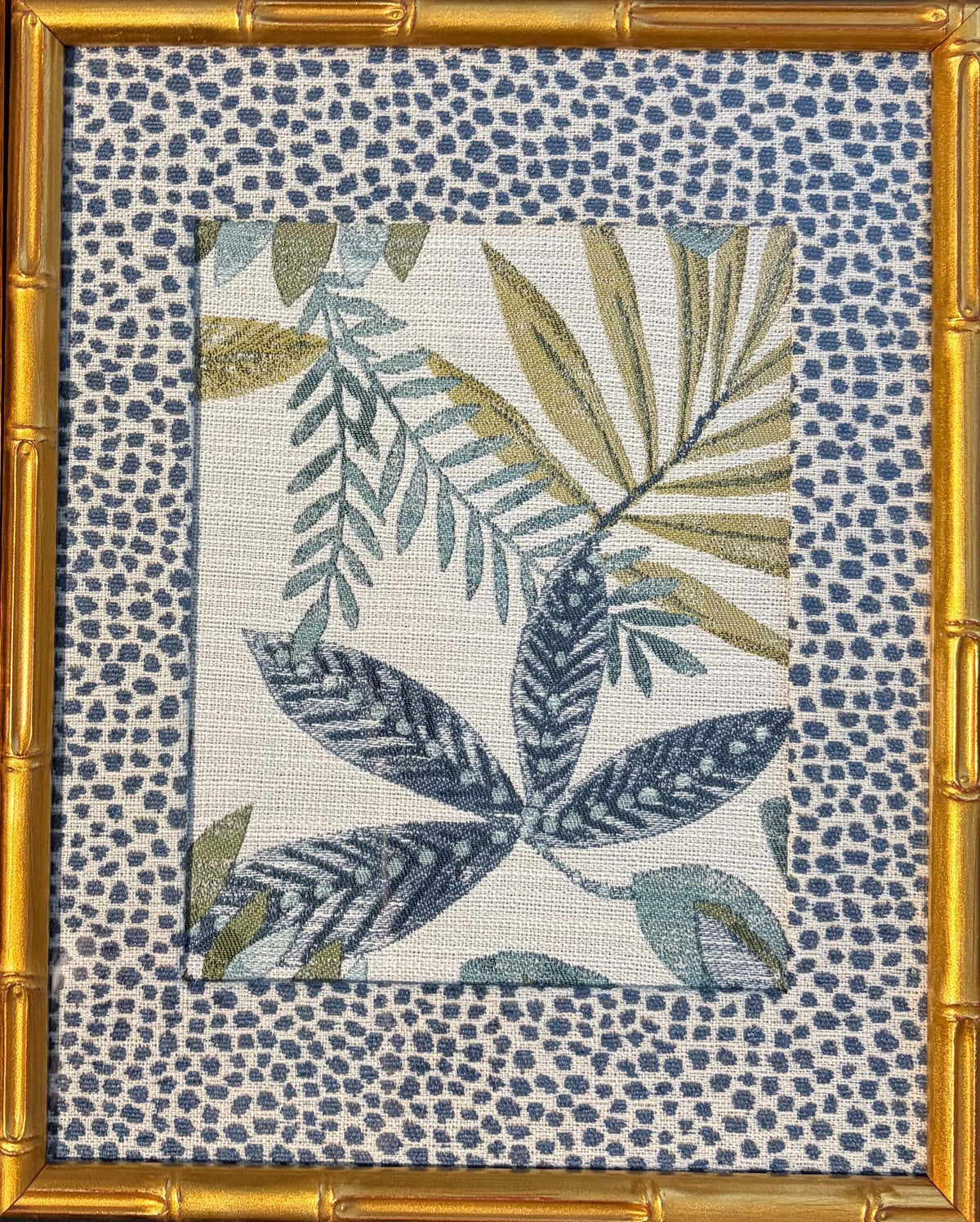 Leafy Oasis Framed Fabric Art | Ballard Designs Tully | Gold Frame with Mat 12x15